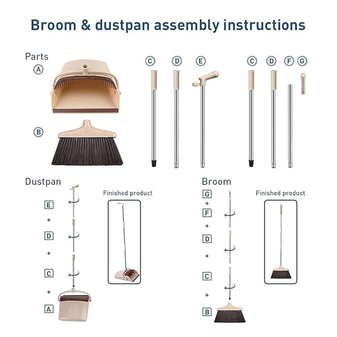 Broom & Dustpan Set – Long Handle Floor Sweeper with Standing Dustpan | Multicolor