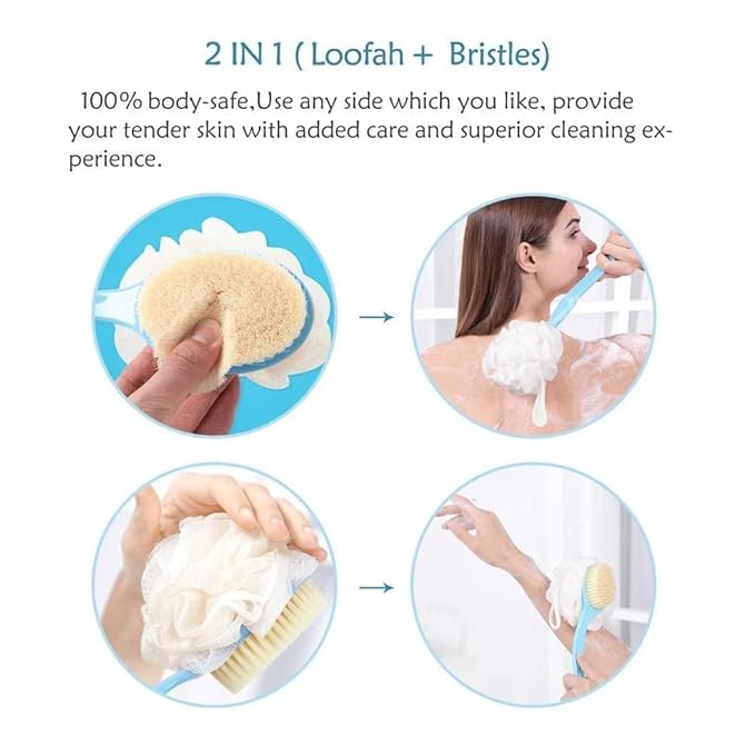2-in-1 Long Handle Body Brush & Multipurpose Cleaning Brush – Bath Scrubber & Household Cleaning Tool | Pack of 1