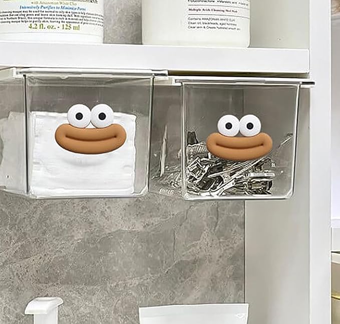 Mini Drawer Storage Box – Transparent Cartoon Bathroom Organizer with Pull-Out Drawer | Set of 2