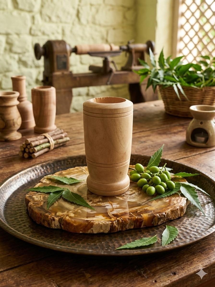 6-Inch Neem Wooden Tumbler – Natural Wooden Drinking & Storage Cup for Home & Everyday Use