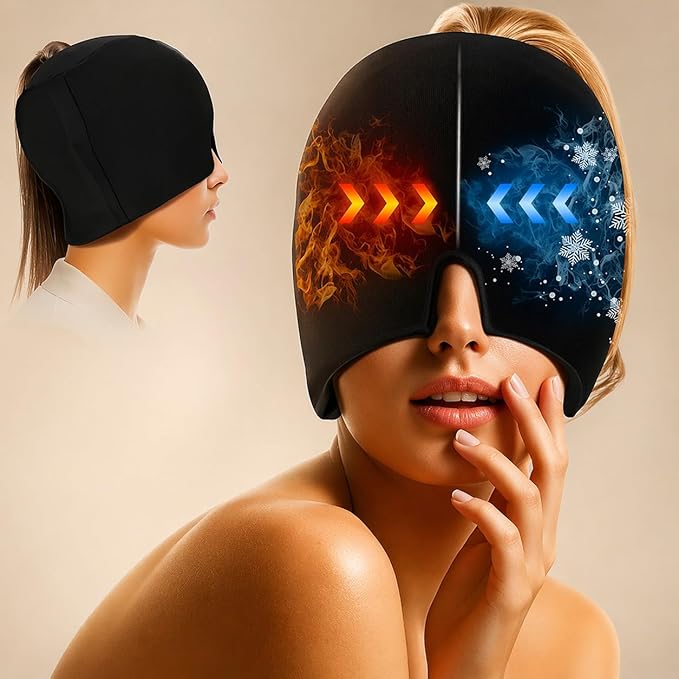 Migraine & Headache Relief Cap – Reusable Cooling Gel Head Wrap for Headaches, Sinus & Tension Relief | For She Heals | CL-VI-1817