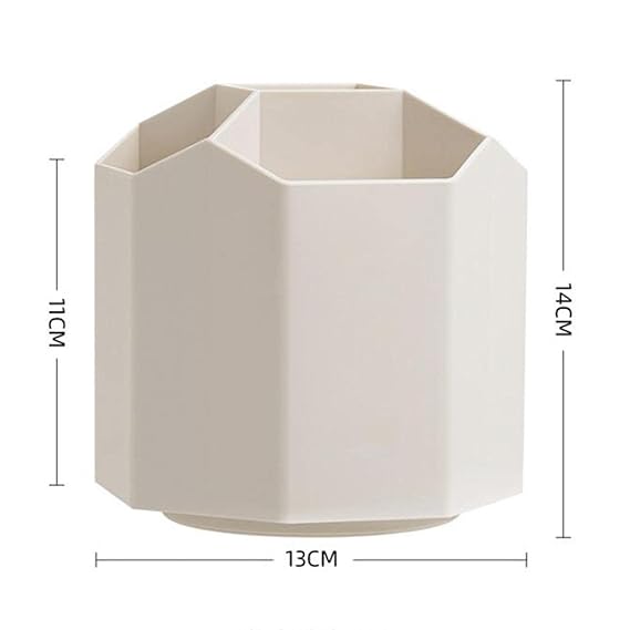 Multi-Compartment Desk Organizer – Plastic Hexagon Pen Stand & Stationery Holder