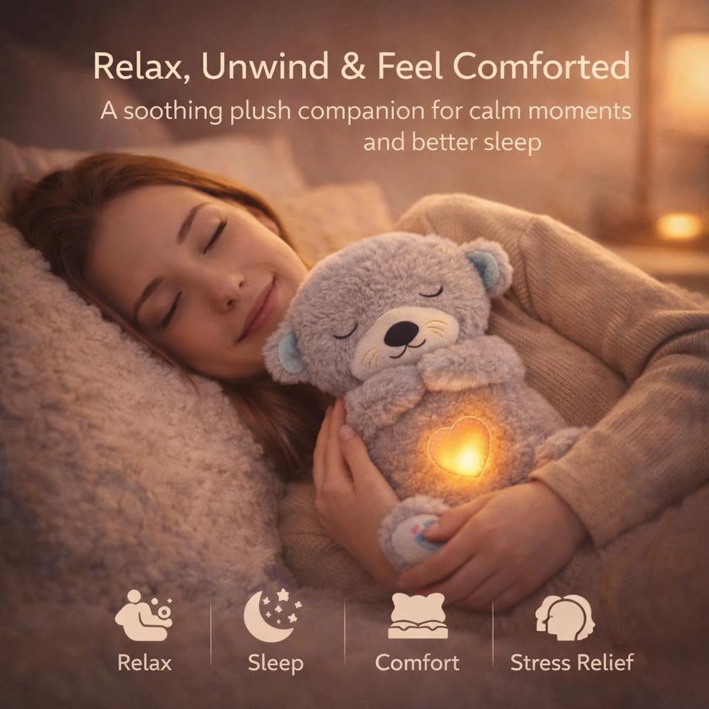 Breathing Teddy Bear Plush Otter – Soft Animated Stuffed Toy with Rhythmic Motion, Lights & Music