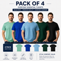 Men's Round Neck Half Sleeve T-Shirt – Comfortable Casual Cotton-Style Tees | Pack of 4, Random Colors