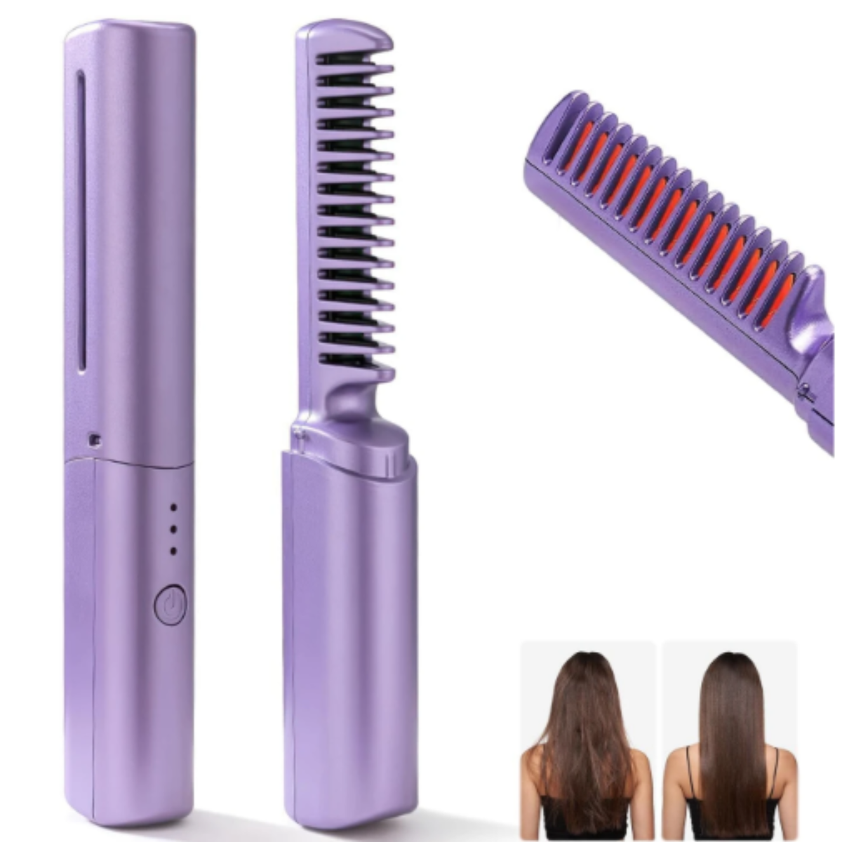 Meneflix Portable Cordless Mini Hair Straightener & Hot Comb