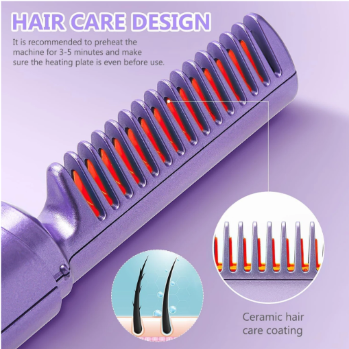 Meneflix Portable Cordless Mini Hair Straightener & Hot Comb