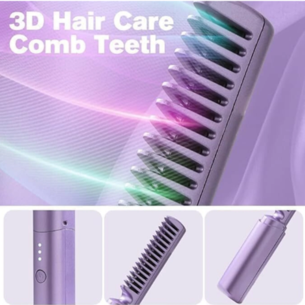 Meneflix Portable Cordless Mini Hair Straightener & Hot Comb