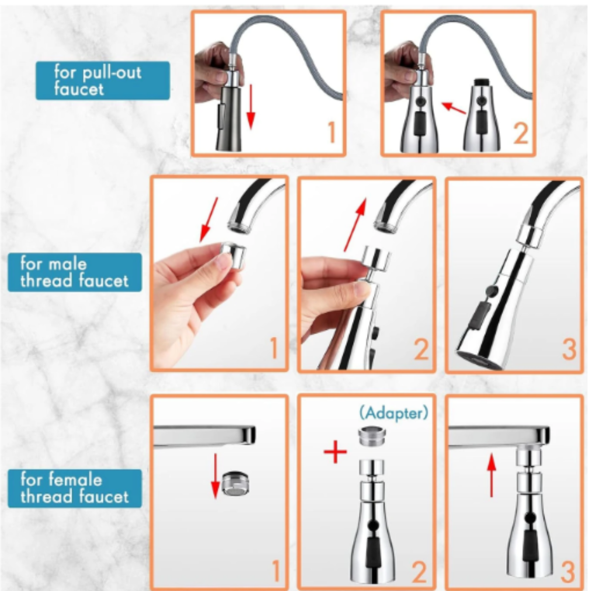 3-Mode Kitchen Sink Faucet | Multi-Function Water Tap