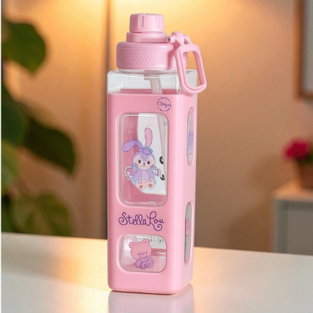 700ml Kawaii Water Bottle with Lid & Straw – Assorted Colors | Pack of 1