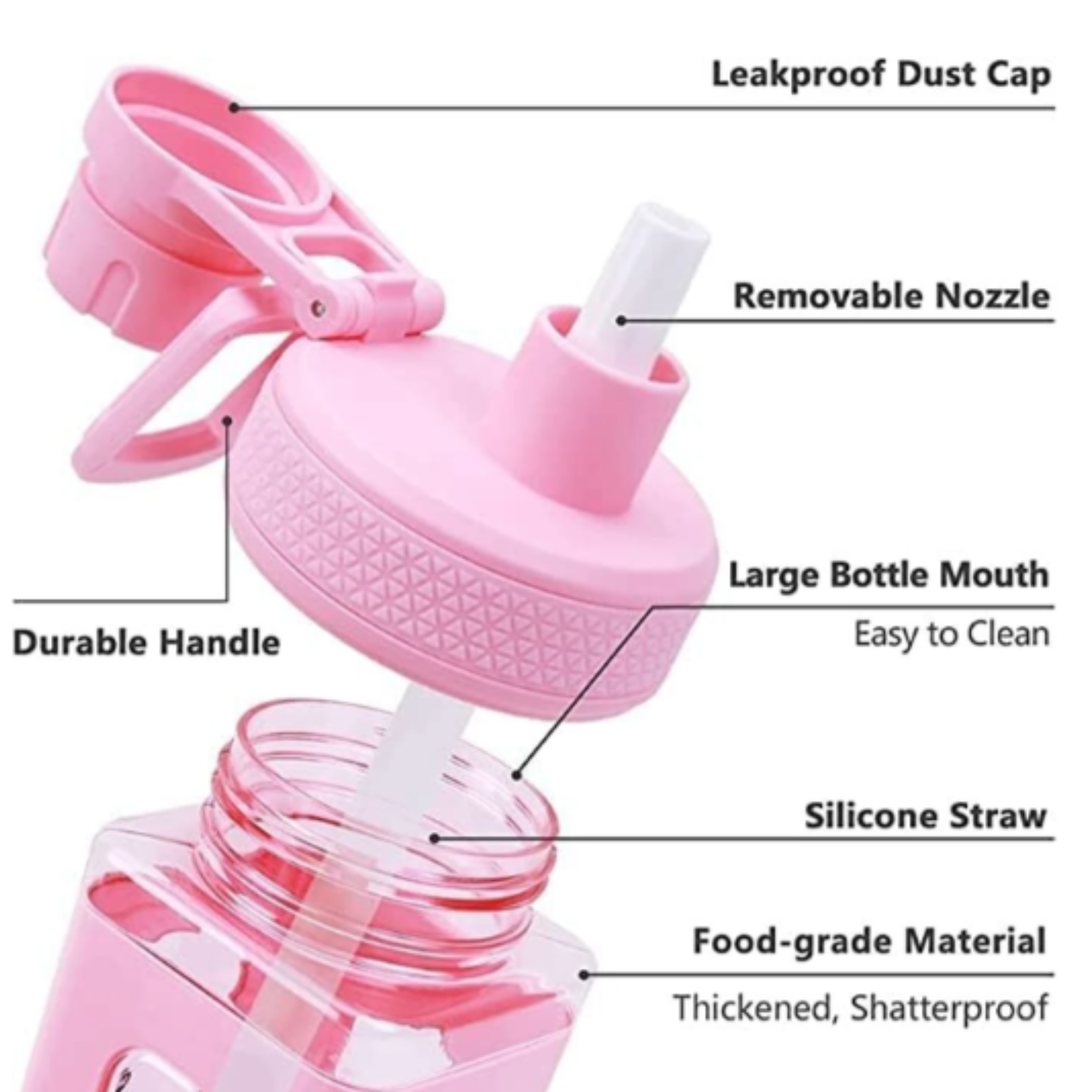 700ml Kawaii Water Bottle with Lid & Straw – Assorted Colors | Pack of 1