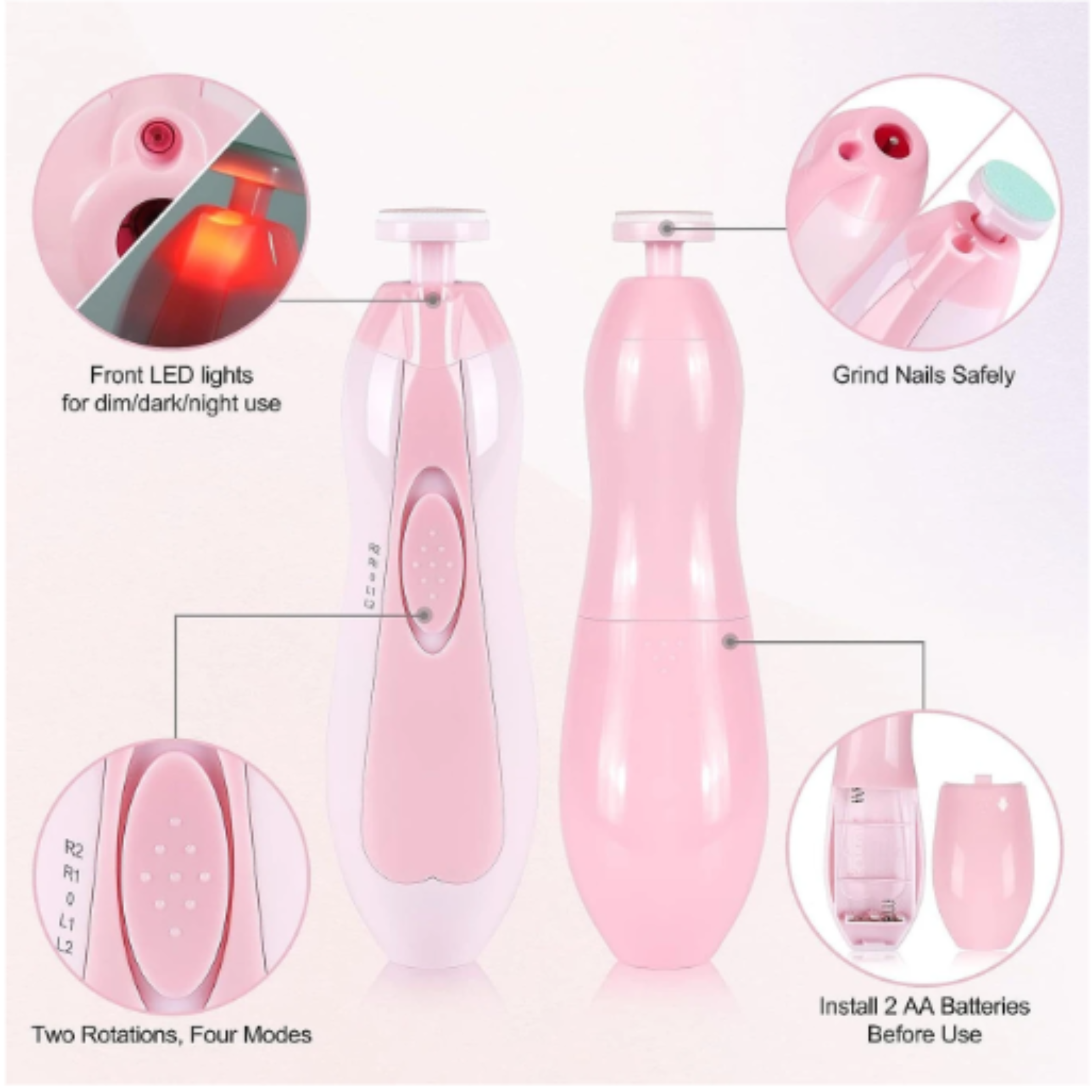 Electric Baby Nail File – Gentle Nail Trimmer & Polisher | Pink