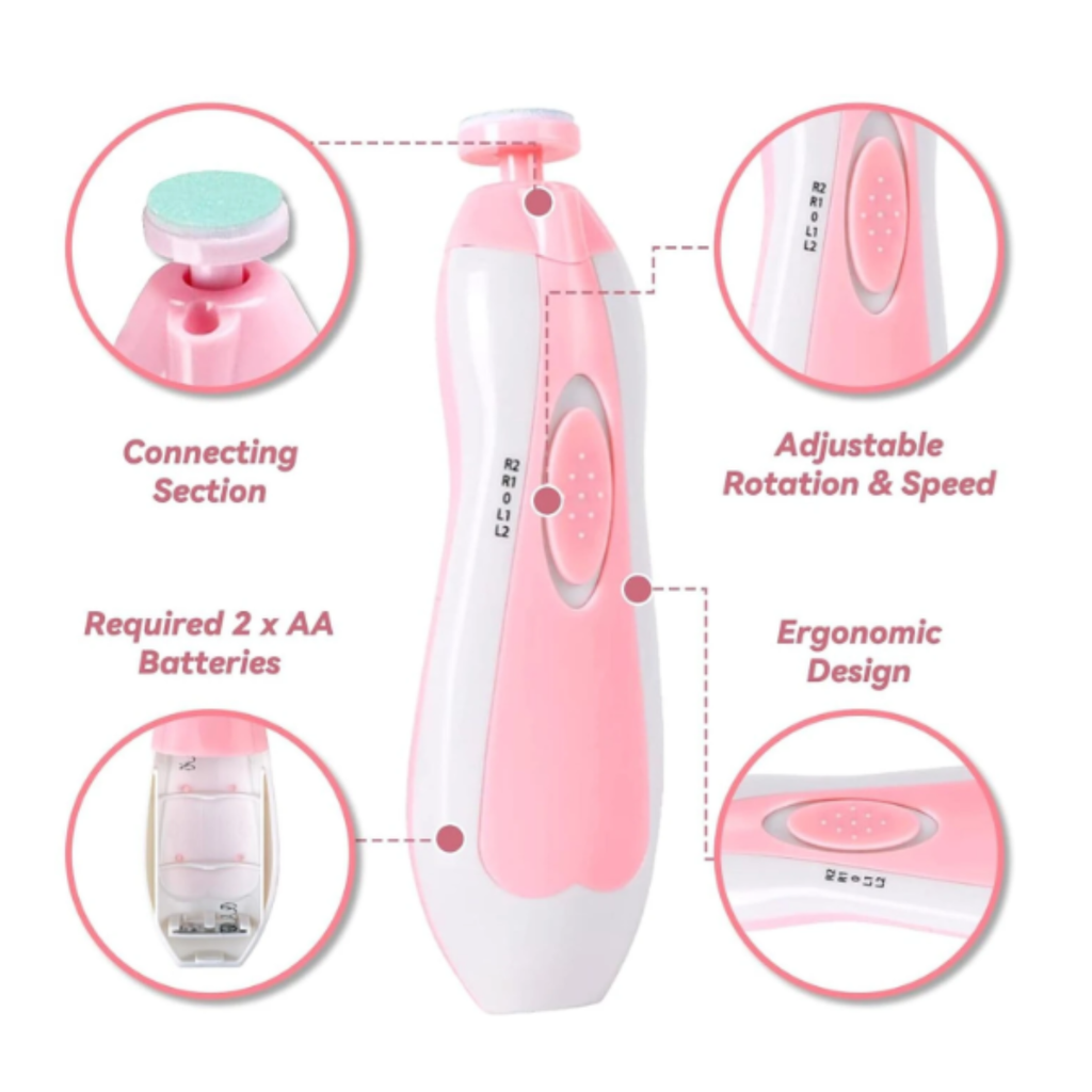 Electric Baby Nail File – Gentle Nail Trimmer & Polisher | Pink
