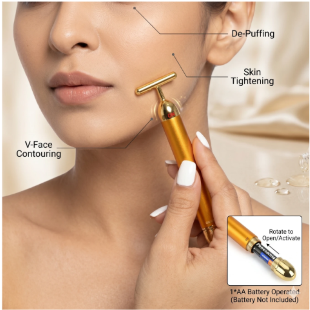 Vibrating Facial Roller – Facial Massage & Skincare Beauty Tool for Women & Men