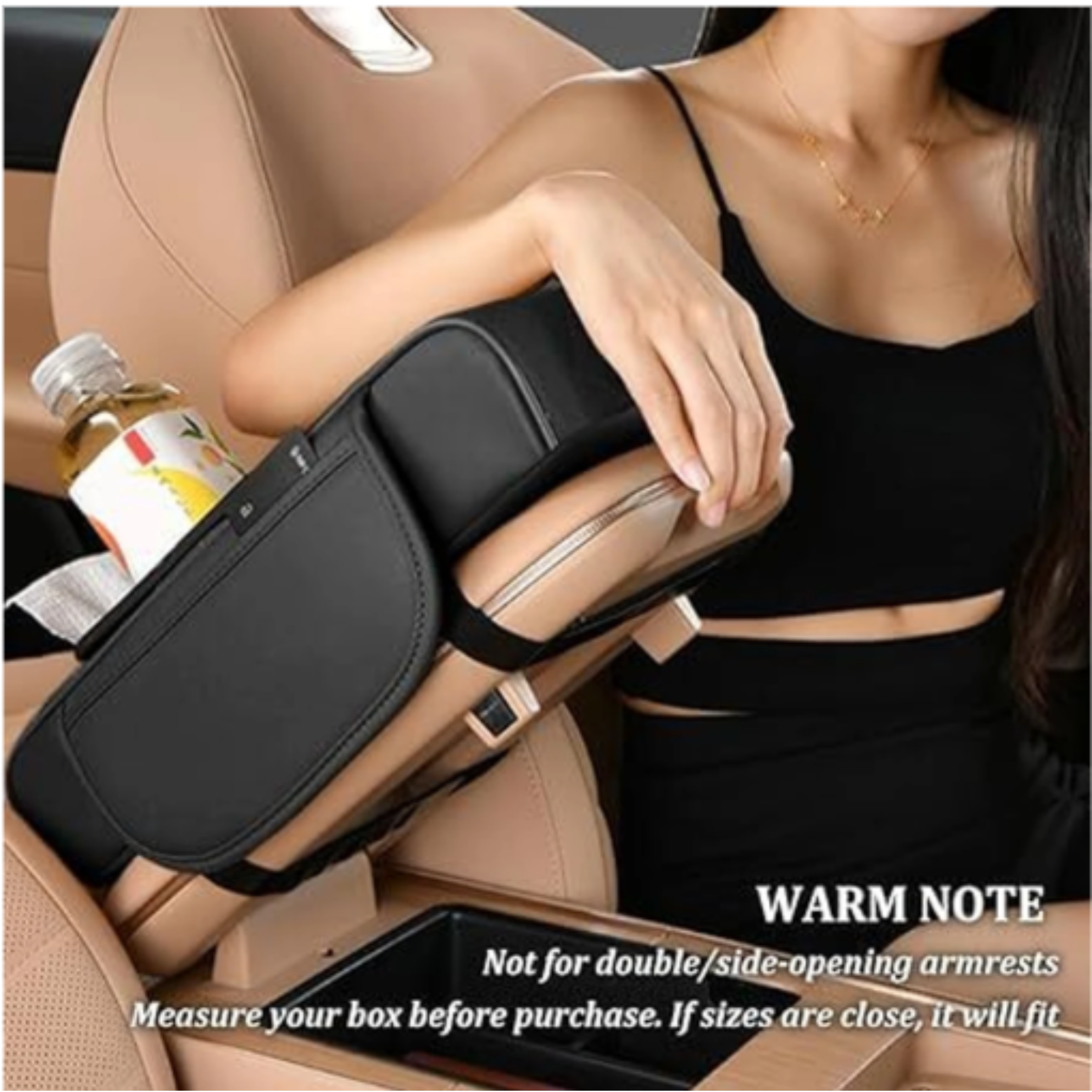 Universal Car Center Console Armrest Cover – Waterproof Leather-Style Middle Console Cushion with Storage, Cup Holder & Phone Slot