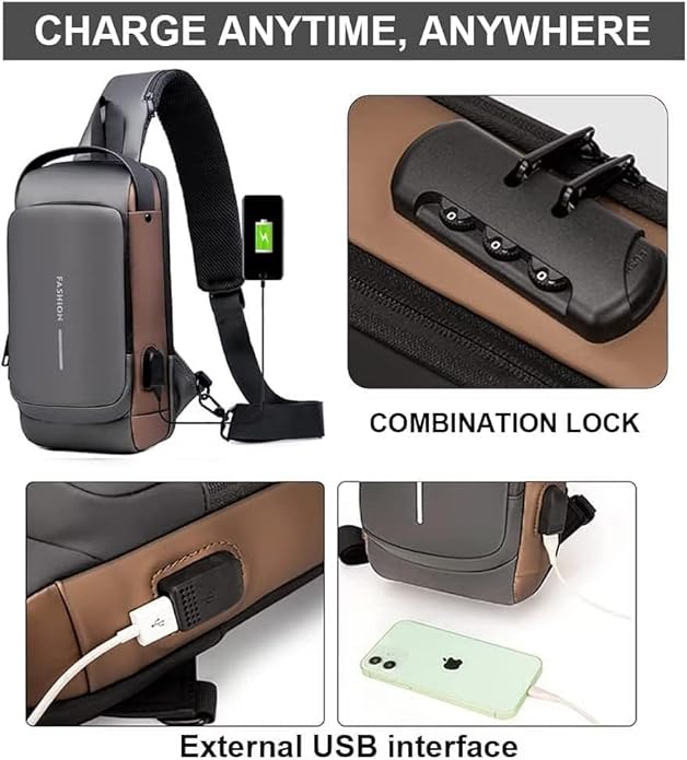 Multifunction Waterproof Sling Bag – USB Charging Sports Shoulder Bag with Anti-Theft Design | CL-JA-1671