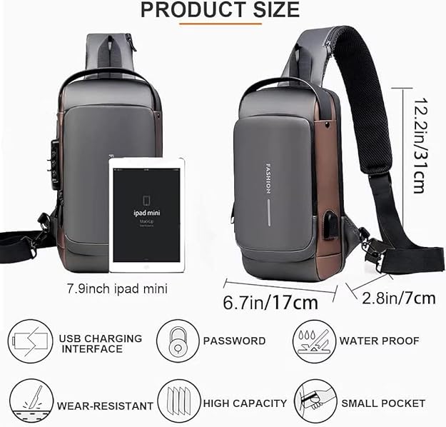 Multifunction Waterproof Sling Bag – USB Charging Sports Shoulder Bag with Anti-Theft Design | CL-JA-1671