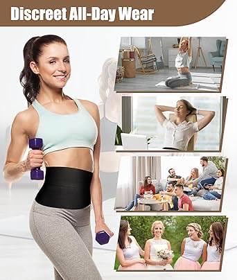Premium Elastic Waist Belt – Adjustable Abdominal Support & Tummy Wrap for Men & Women | Free Size, Black