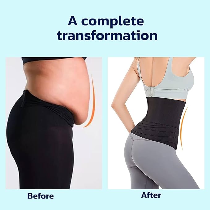 Premium Elastic Waist Belt – Adjustable Abdominal Support & Tummy Wrap for Men & Women | Free Size, Black