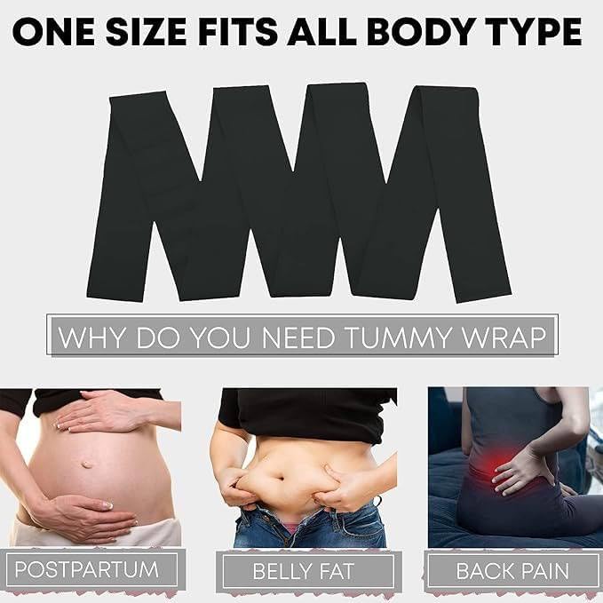 Premium Elastic Waist Belt – Adjustable Abdominal Support & Tummy Wrap for Men & Women | Free Size, Black
