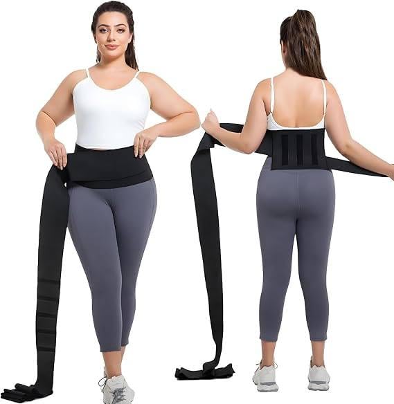 Premium Elastic Waist Belt – Adjustable Abdominal Support & Tummy Wrap for Men & Women | Free Size, Black