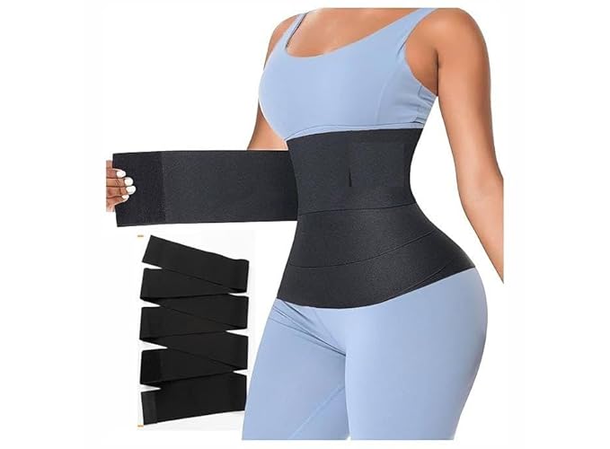Premium Elastic Waist Belt – Adjustable Abdominal Support & Tummy Wrap for Men & Women | Free Size, Black