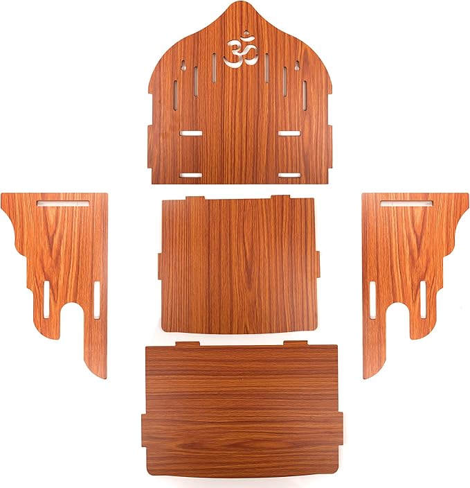 Handcrafted Wooden Om Pattern Home Temple – Traditional Spiritual Decor & Pooja Mandir