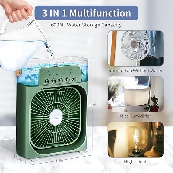 Portable Mini Air Cooler & Humidifier Fan – 3-Speed USB Cooling Fan with Water Spray