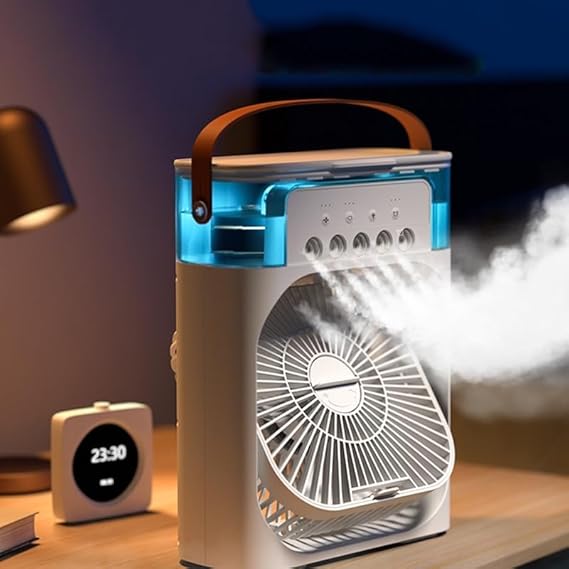 Portable Mini Air Cooler & Humidifier Fan – 3-Speed USB Cooling Fan with Water Spray