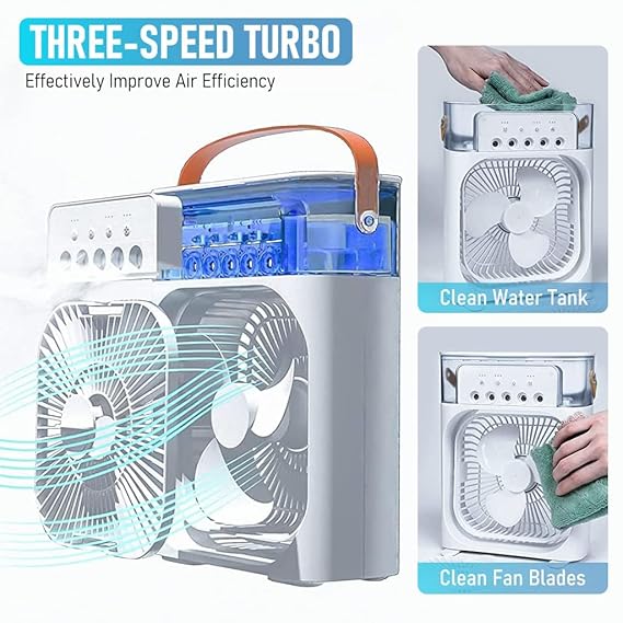 Portable Mini Air Cooler & Humidifier Fan – 3-Speed USB Cooling Fan with Water Spray