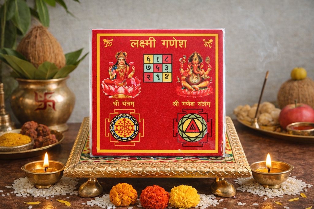Laxmi Ganesh Pocket Yantra – Compact Spiritual Yantra for Puja, Prosperity & Good Fortune