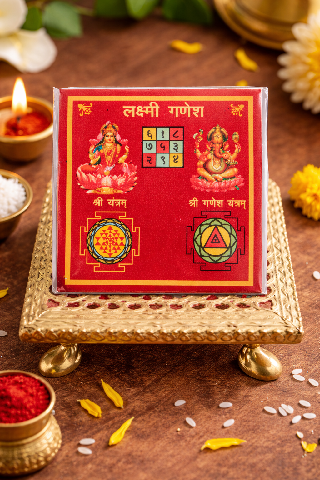 Laxmi Ganesh Pocket Yantra – Compact Spiritual Yantra for Puja, Prosperity & Good Fortune