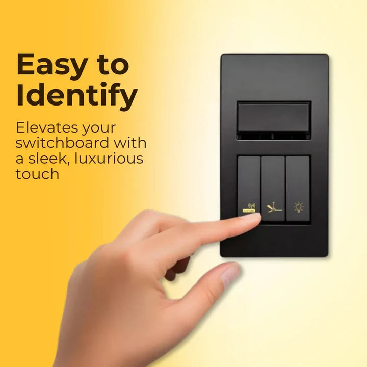 Black & Gold Switch Stickers – Decorative Wall Switch & Socket Labels | Set of 300