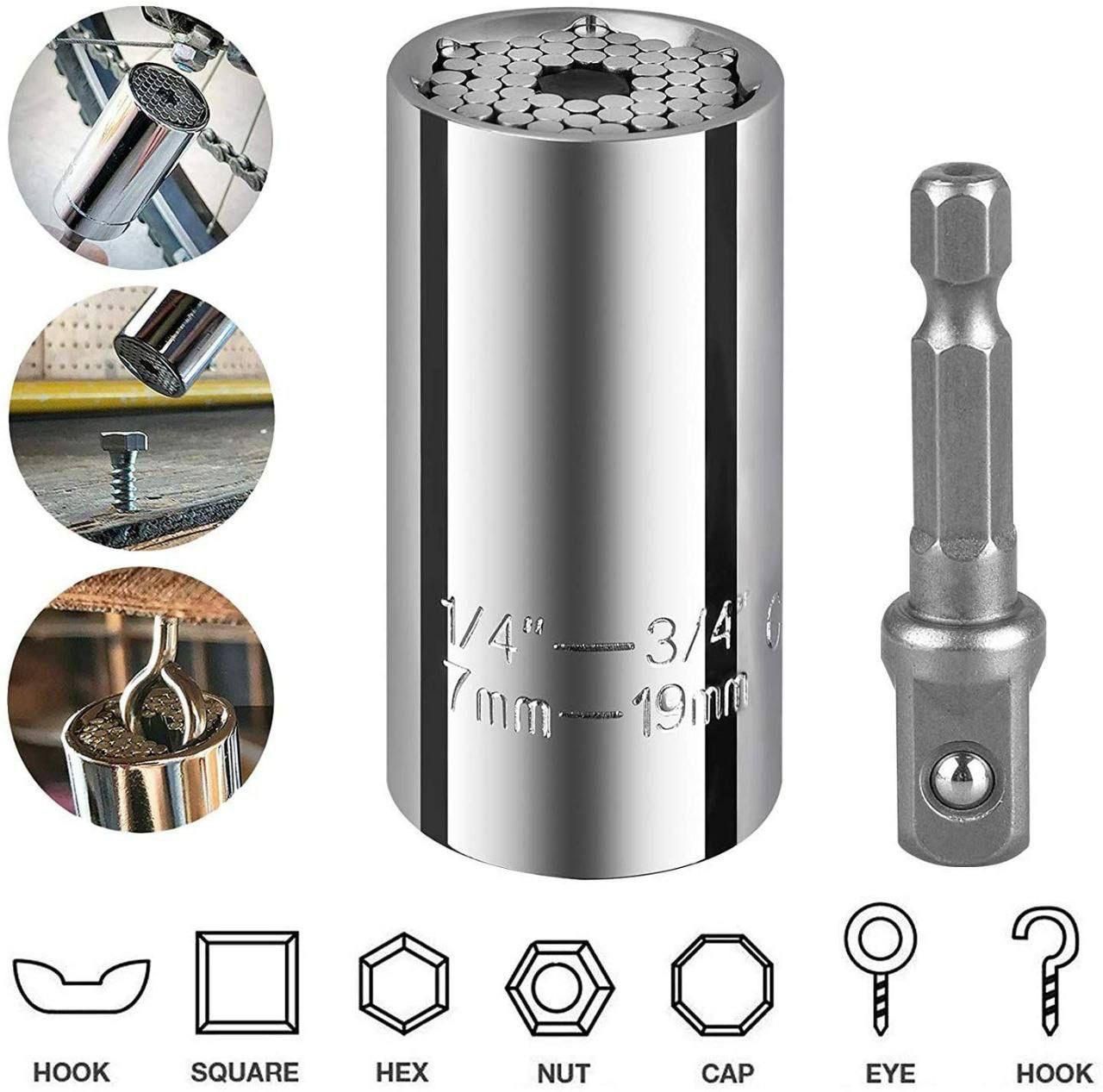 Universal Socket Grip Adapter – Multi-Size Adjustable Socket Wrench Tool