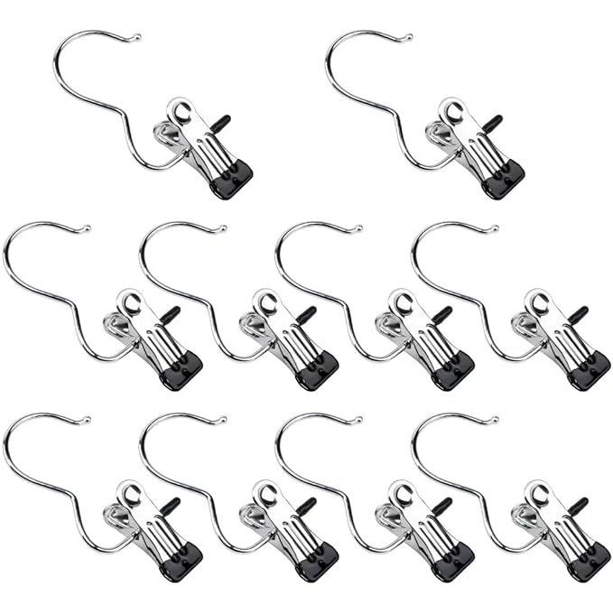 Multipurpose Hanger Clips with Hooks – Clothes & Food Bag Clips for Pants, Handbags & Kitchen Storage | Pack of 10