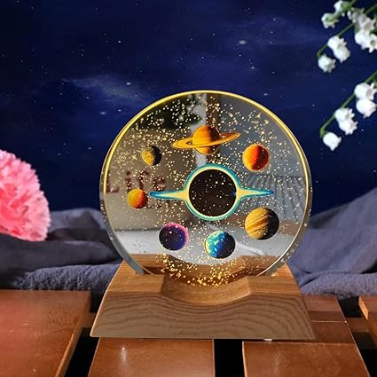 3D Crystal Space Theme Lamp – LED Galaxy & Planet Decorative Night Light for Bedroom, Desk & Home Décor