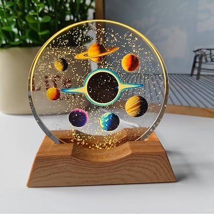 3D Crystal Space Theme Lamp – LED Galaxy & Planet Decorative Night Light for Bedroom, Desk & Home Décor