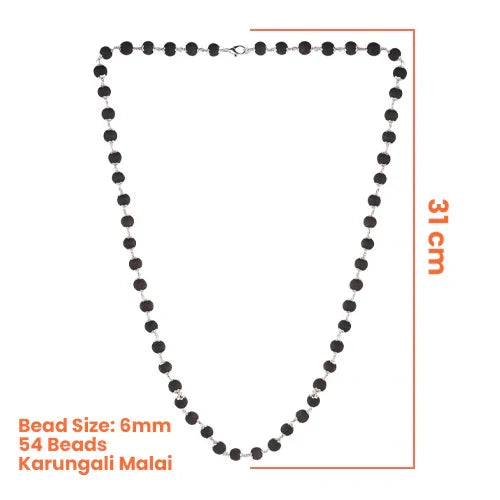 Karungali Black Wood Mala – Traditional Black Bead Mala for Spiritual & Devotional Wear | Pack of 1