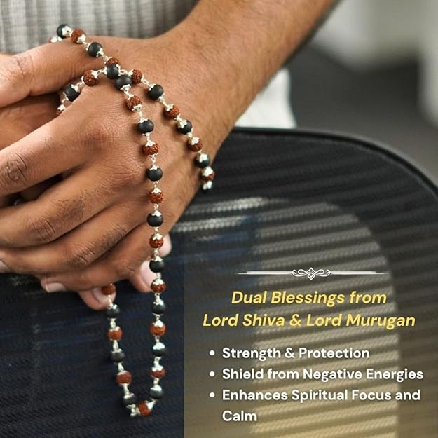 Original Karungali Mala with Natural Ebony Wood & Rudraksha Beads – Traditional Spiritual Mala for Men & Women