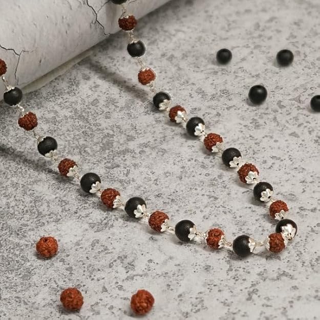 Original Karungali Mala with Natural Ebony Wood & Rudraksha Beads – Traditional Spiritual Mala for Men & Women