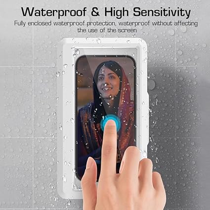 Waterproof Bathroom Wall-Mount Phone Holder – 360° Rotatable Touchscreen Phone Case for Shower & Bathroom