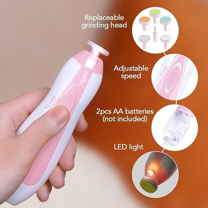 Electric Baby Nail File – Gentle Nail Trimmer & Polisher | Pink