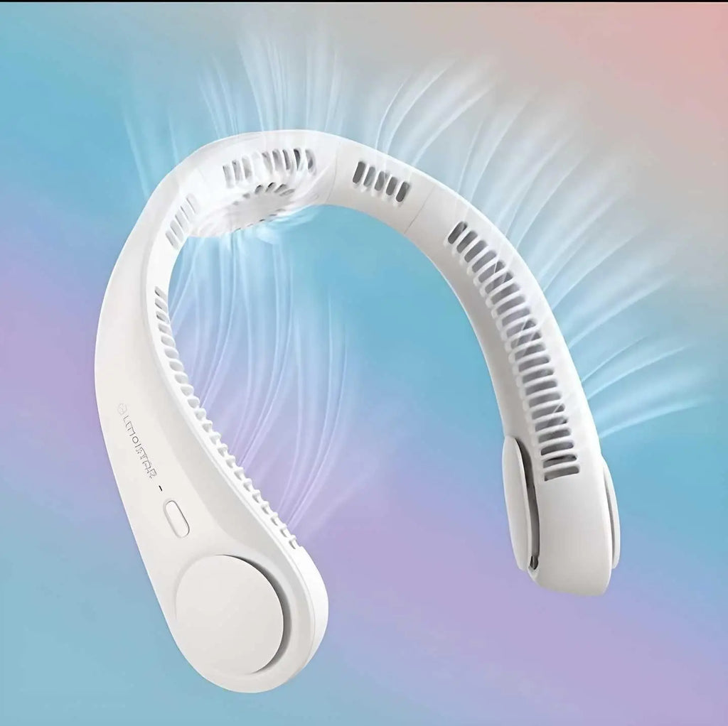 Portable Bladeless Hanging Rechargeable Neck Fan – Hands-Free Personal Cooling Fan