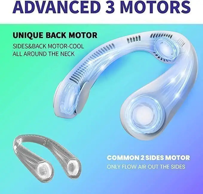 Portable Bladeless Hanging Rechargeable Neck Fan – Hands-Free Personal Cooling Fan