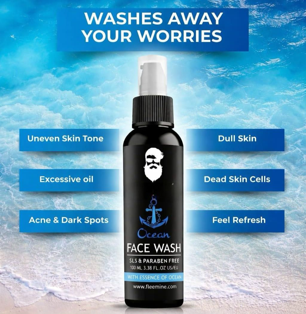 Ocean Face Wash for Men – Refreshing Daily Facial Cleanser for Deep Cleansing & Fresh-Looking Skin | Pack of 2