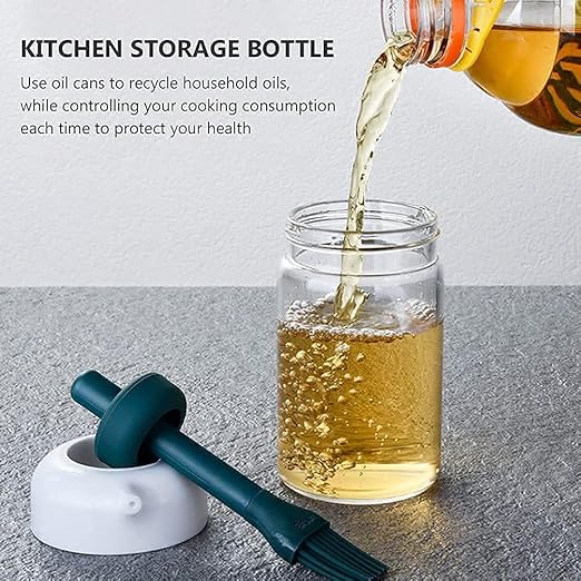 250ml 2-in-1 Glass Oil Dispenser Bottle with Silicone Brush – Cooking Oil Sprayer & Basting Brush for Kitchen