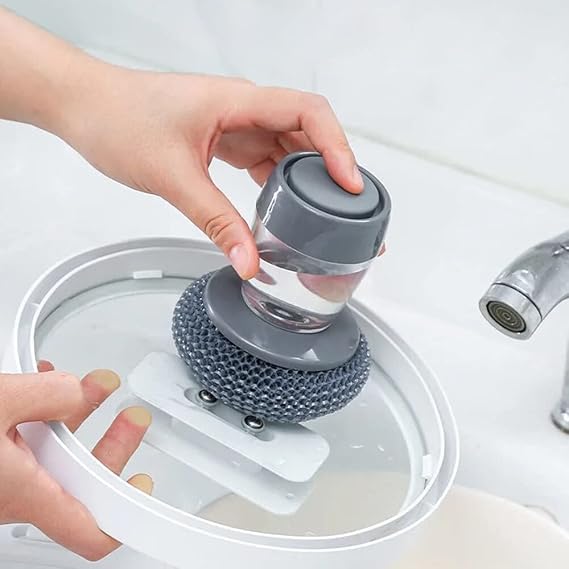 Soap Dispensing Palm Scrub Brush – Handheld Dishwashing & Kitchen Cleaning Brush | Pack of 1