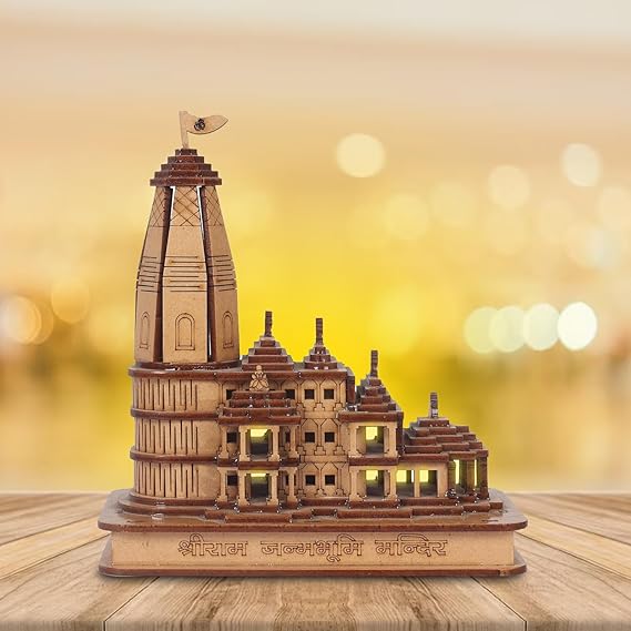 Shree Ram Mandir Ayodhya 3D Model with LED Light – Decorative Temple Showpiece for Home & Office