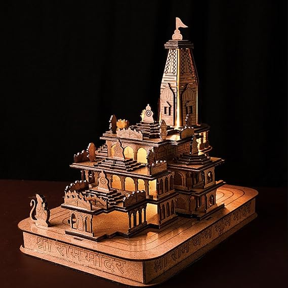 Shree Ram Mandir Ayodhya 3D Model with LED Light – Decorative Temple Showpiece for Home & Office