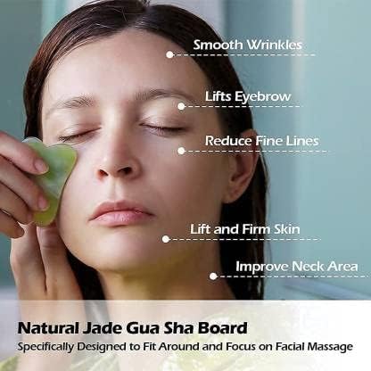 Jade Roller & Gua Sha Facial Massager – Natural Himalayan Stone Face & Neck Massage Tool for Skincare & Serum Application