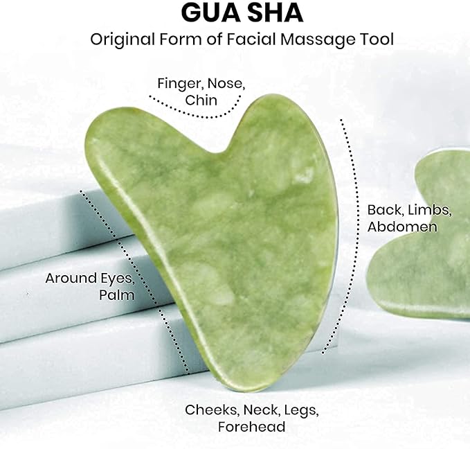 Jade Roller & Gua Sha Facial Massager – Natural Himalayan Stone Face & Neck Massage Tool for Skincare & Serum Application